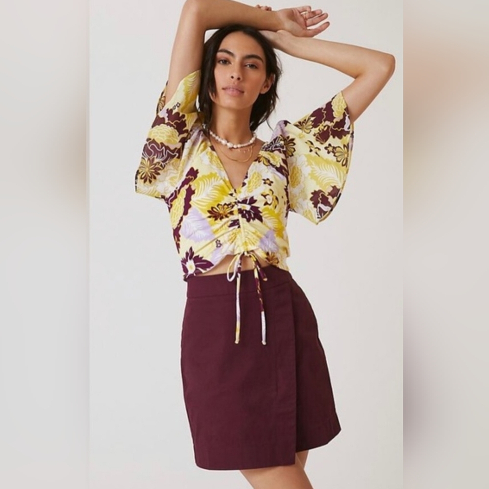 Maeve Anthropologie Floral Crop Top